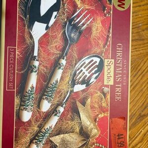 Spode Christmas Tree Cutlery Set - Cream and Silver